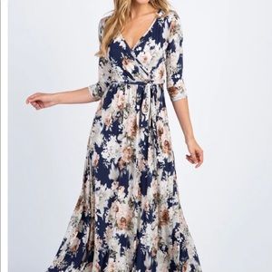 PinkBlush floral sash tie maternity maxi dress